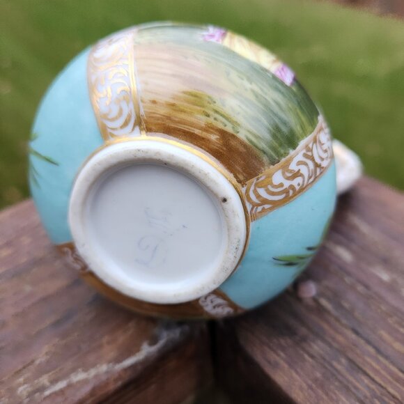 Dresden Germany Porcelain Floral Victorian Couple Sugar Bowl and Creamer Set - Picture 7 of 8